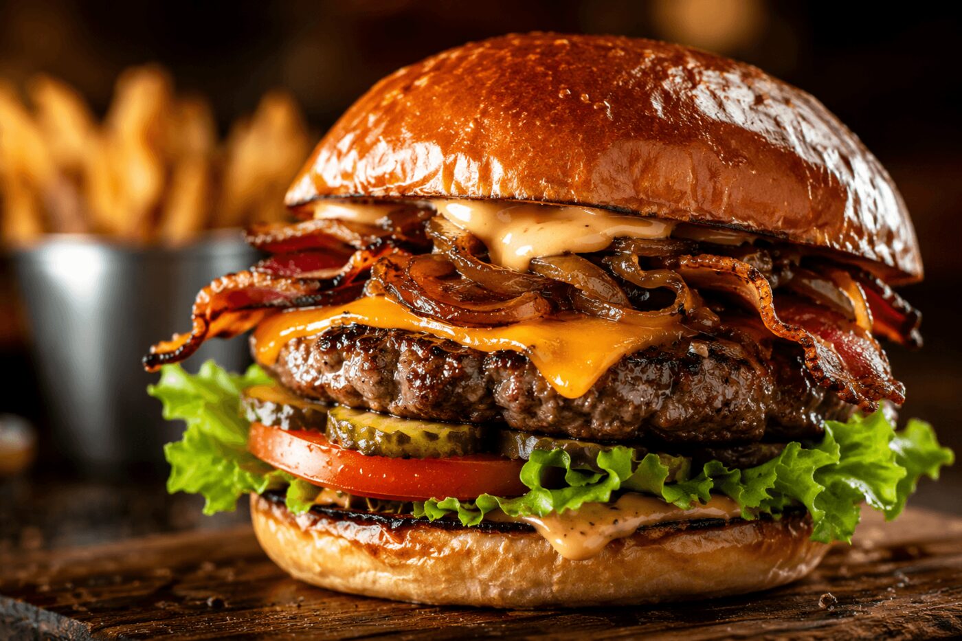 Dhillon's burger with fries